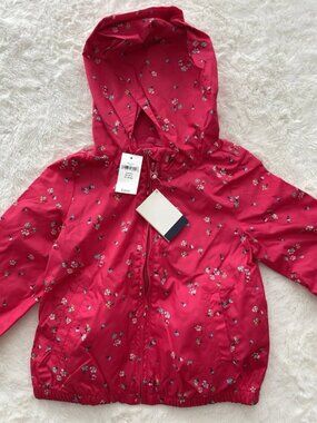 SALE! NWT GAP Kids Rain Jacket Dark Pink with Flowers Size 3T
